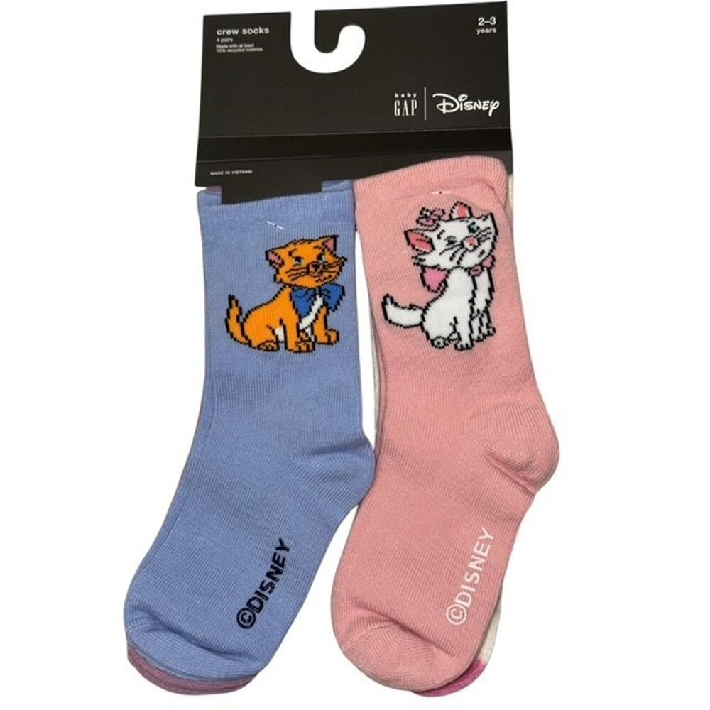 BabyGap Disney Aristocats Crew Socks (4-Pack/Styles) 2-3 years Pink Purple Blue